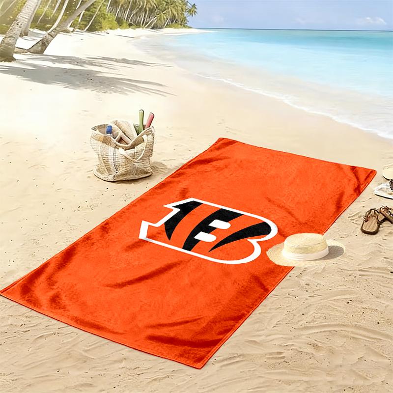 Cincinnati Bengals Print Beach Towel, Large Soft Quick Dry Towel for Beach Camping Swimming