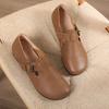 Fashion Leather Winter Flat Women's Shoes Leather Scrub Women's Shoes Mary Jane Shoes Warm Summer Pumps Loafers Retro Nostalgic Coffee