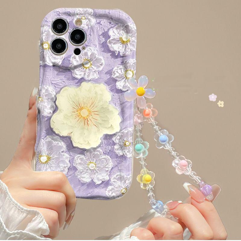 Colorful Flower Wrist Strap Case For Motorola Moto Edge 50 Fusion Pro Ultra G84 G14 G75 G35 G05 G15 G22 G30 G24 G54 G34 E22 G35