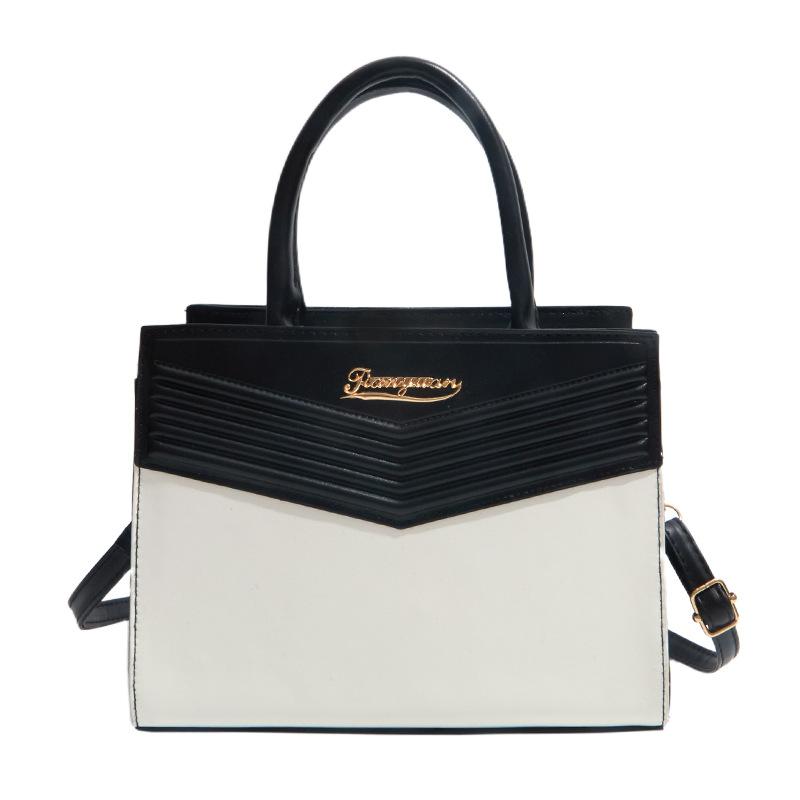 High value fresh contrasting color handbag spring new trendy large capacity crossbody shoulder small square bag чёрный