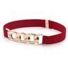 Waist Belt Golden Polished Metal Chain Buckle Elastic Elegant Wide Women Dress Shirt Coat Belt Clothing Accessories