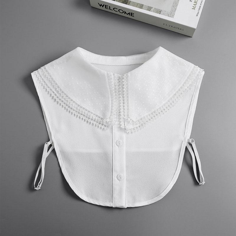 White Lapel Fake Collar Neck Decorative Chiffon Cotton Chocker Women Detachable False Collar Shirt Doll Lace Ladies Half Shirt