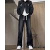 Fleece Straight-leg Loose Jeans Men's Autumn Trendy Brand Versatile Casual Wide-leg Hong Kong Style Mopping Long Pants