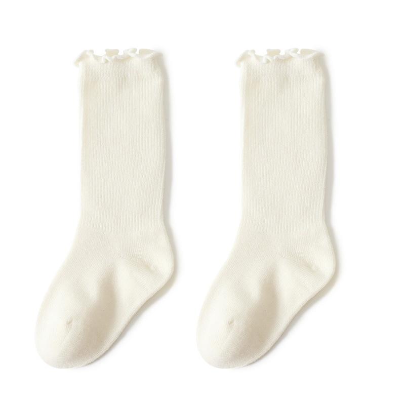 Autumn Baby Ruffle Girls Socks Knee High Cotton Long Sock Kids Soft Solid Toddlers Socks Children Princess Socks for 0-5Y Spring