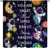 Space Astronaut Curtain,Cartoon Solar System Universe Rocket Spaceship Planet Earth Stars Window Treatments Drapes for Kids Boys
