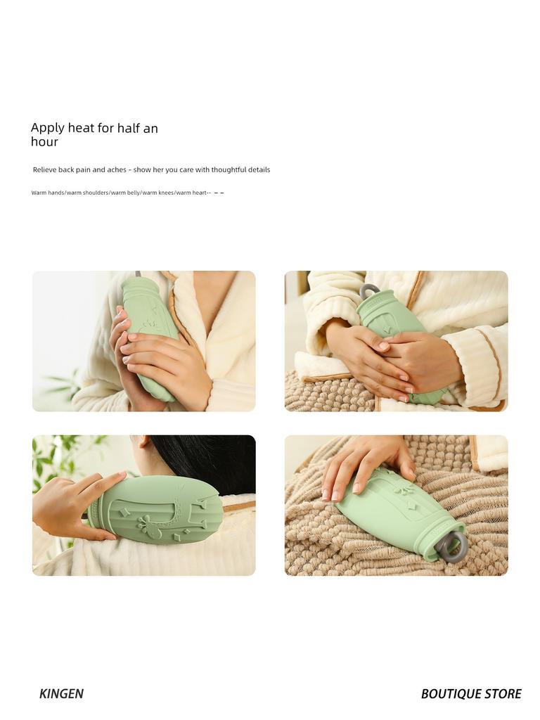 Original Silicone Hot Water Bottle with Plush Cover for Home Use, Thermal Insulation Water-Filled Bag, Hand Warmer, Mini Hot Water Bottle for Students