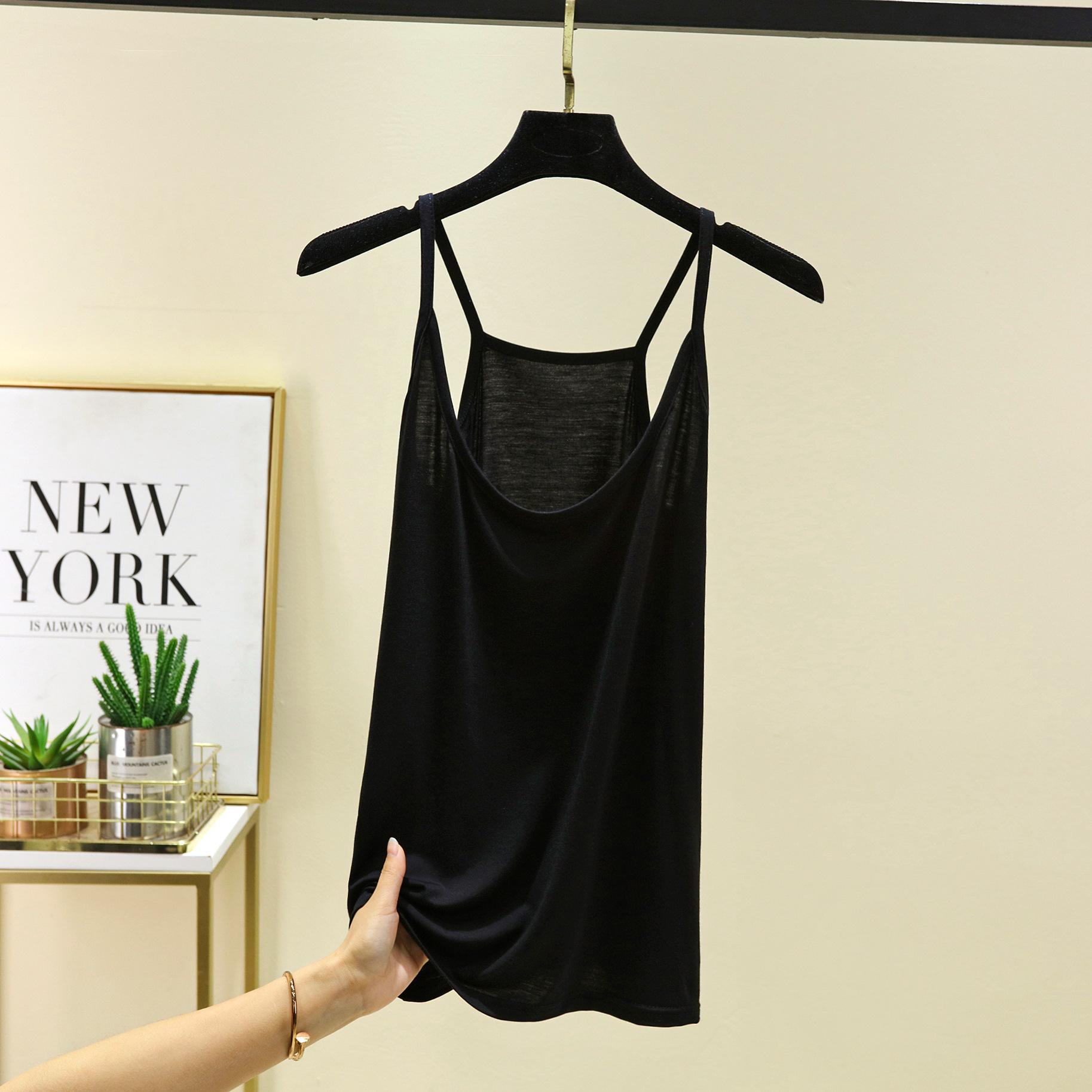 

Большие размеры от M до 6XL Модальные майки с круглым вырезом на тонких бретельках, свободные топы со свободным низом, однотонные майки без рукавов, универсальные 5XL чёрный