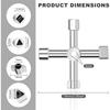 Clé utilitaire en Croix, 4 Voies Clé Multifonction, Clé Universelle pour Armoire Électrique, Clé Triangle Universelle, Alliage Zinc