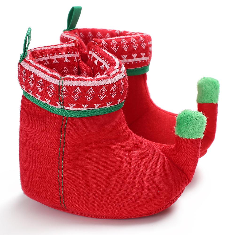 Unisex Baby Christmas Santa Shoes Infant Non-slip Cozy Fleece Booties Newborn First Walking Shoes Boys Girls Winter Warm Slipper