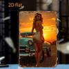 Oldtimer Strand Sonnenaufgang Schmiedeeisen Wandkunst 20x30 Zoll Haus Café Dekoration