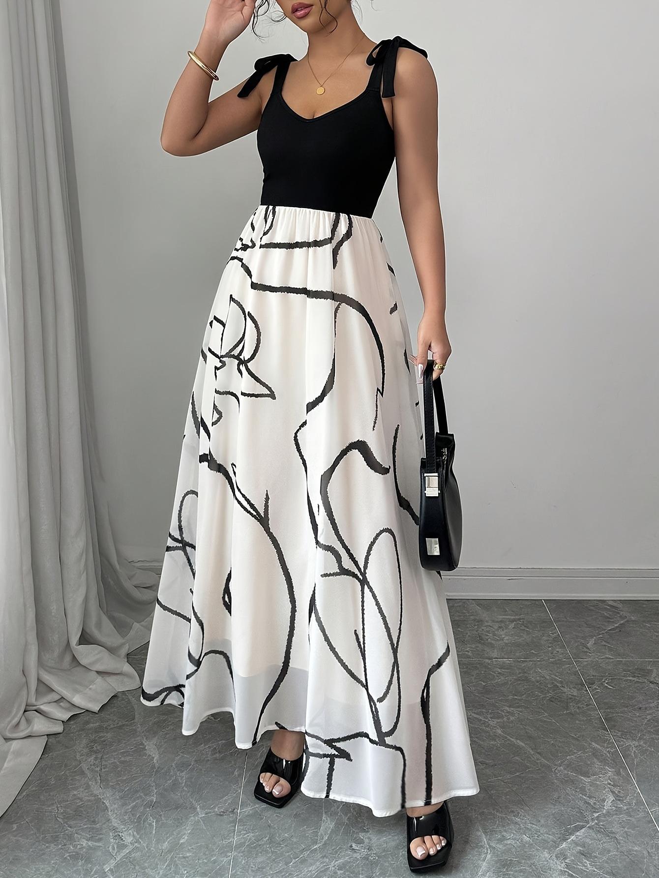 European and American fashion and elegant dress summer women s clothing new printed women s long versatile long women s clothing skirt S