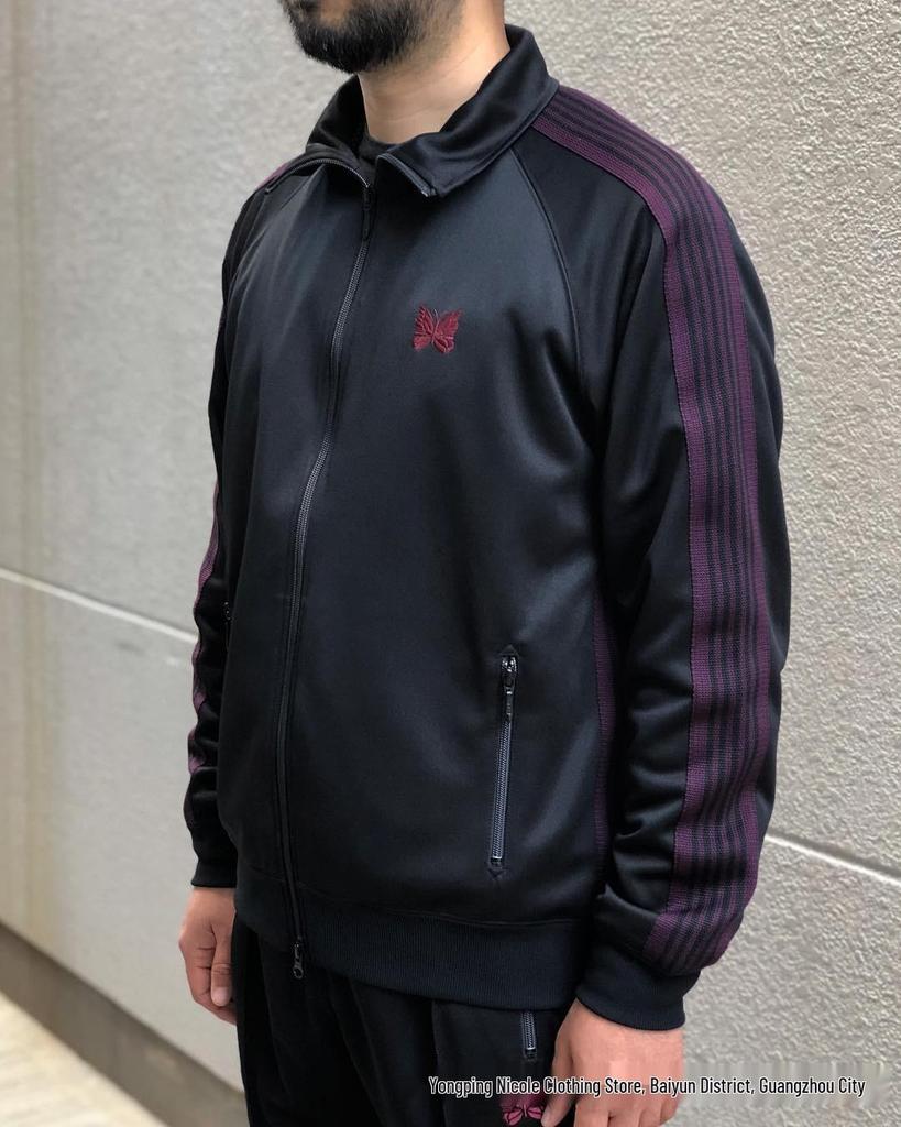 Chaqueta Deportiva con Cremallera Bordada de Mariposas, Cuello Alto Retro Trendy FOG para Hombres y Mujeres