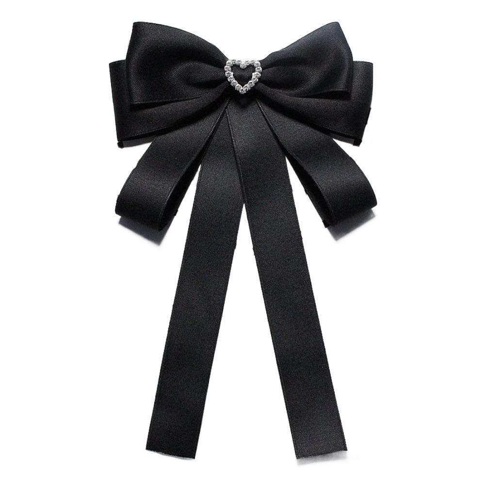 Back Pin Memorial Black Ribbon Brooch DIY Badge Accessories Rhinestones Bowknot Brooches Queen Mother Black Bow Ties