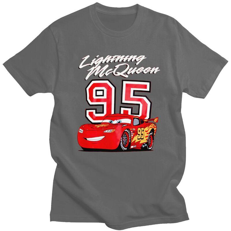 Custom Lightning McQueen T Shirt Men Tshirt Casual Tees Car Cartoon T-shirt Loose Fit Clothing Gift