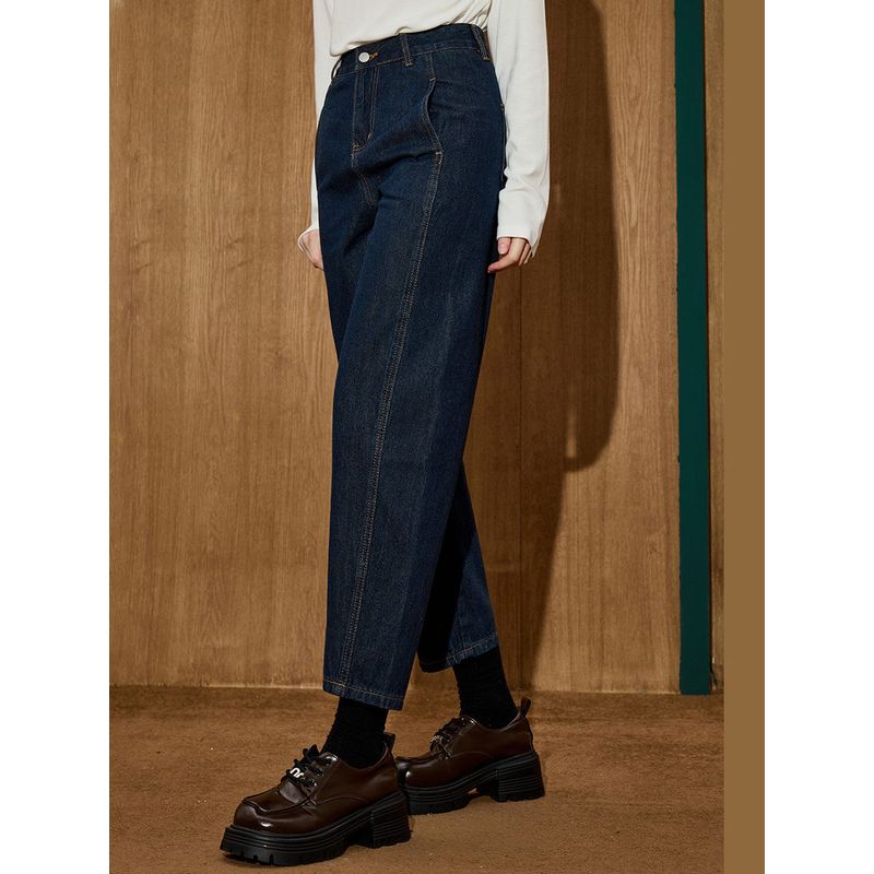 Coolhut Fashionable Slim-Fit Versatile Fleece Scythe Nine-Point High-Waisted Casual 2025 Winter Women's Jeans