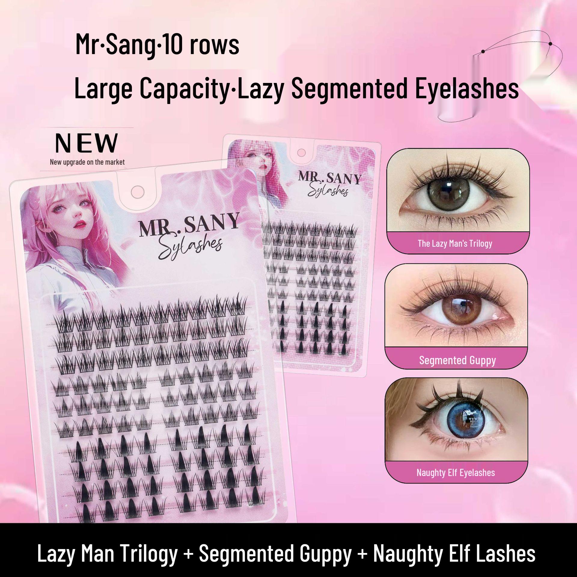 

Peacock Fish Natural-Look False Eyelashes: 10-Row, Large-Capacity Single Cluster