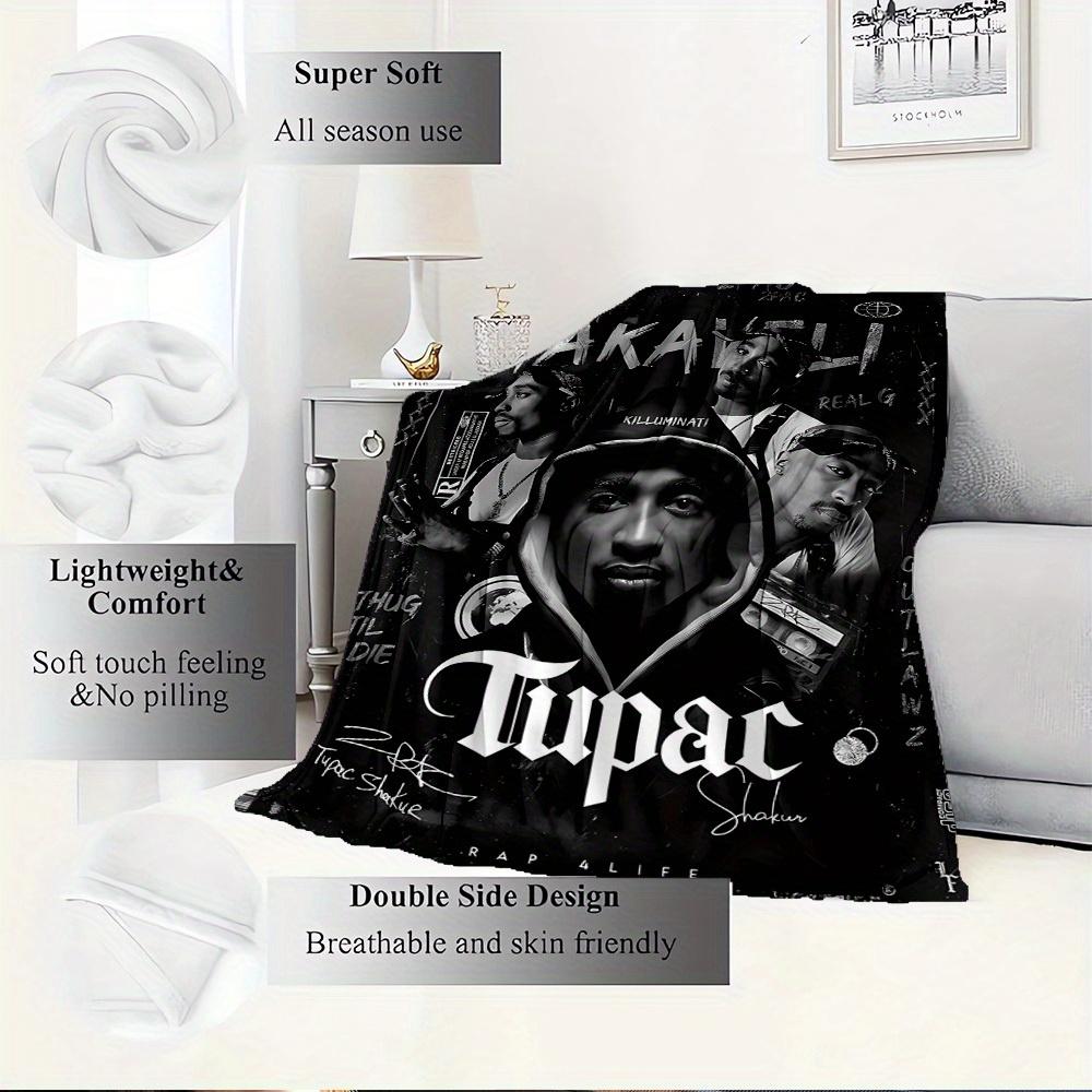 1pc Rap,Legend,Hip Hop Print Flannel Blanket Suitable for All Seasons, Perfect for Home, Travel, or Camping 48