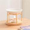 Ceramics Tealight Wax Warmer Essential Oil Burners Heater with Wood Stand Candleholder Aromas Lamp Stove for Meditations