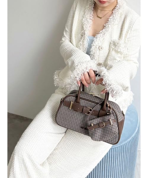 Lily Brown Mini Boston Bag LWGB259323 Check 2-Way Women's