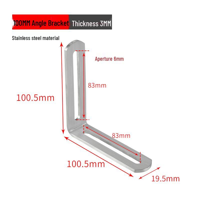 Stainless Steel 90° Movable L-Shaped Corner Bracket with Long Hole for Shelf Support