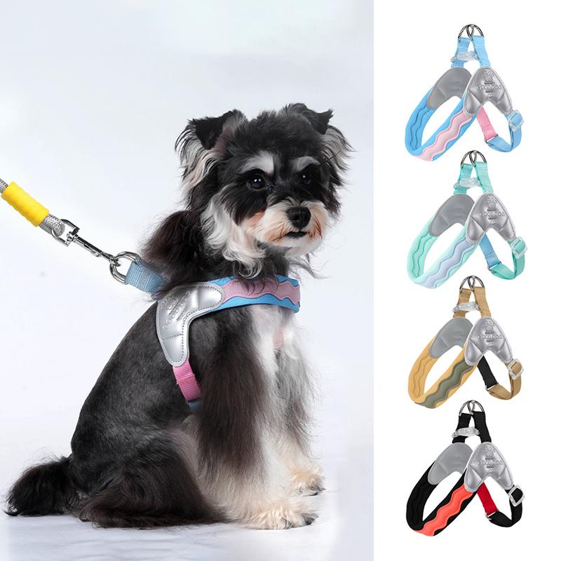 Fashion Breathable Dog Harness with Soft Padded Anti-escape Durable Adjustable Y- Shaped Pet Chest Strap for Comfortable Walking