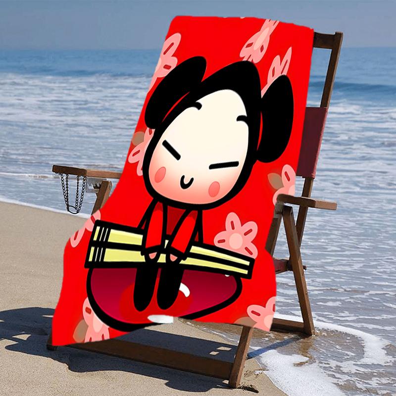 proof beach towel with a Pucca3 pattern - soft,absorbent,quick-drying,machine washable - perfect for swimming,camping,bathing