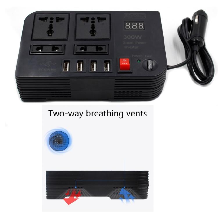 300W Car Power Inversor for DC 12V to AC 220V Converter Inversor Digital Display