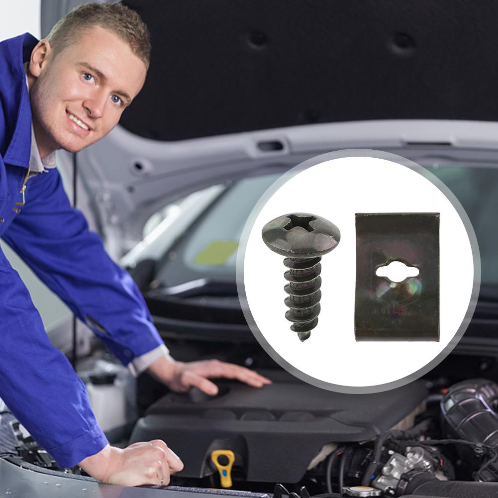 20Pcs Iron Clip Nut with Screw Auto Interior Trim Panel Fastener Fitting Car Body Metal Clip Rivet for Fender Liner Splash Guard