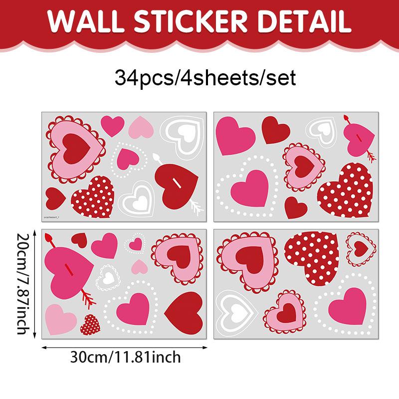 Valentine’s Day Heart Love Window Sticker Romantic Wall Decor Living Room Bedroom Proposal Party Home Decoration