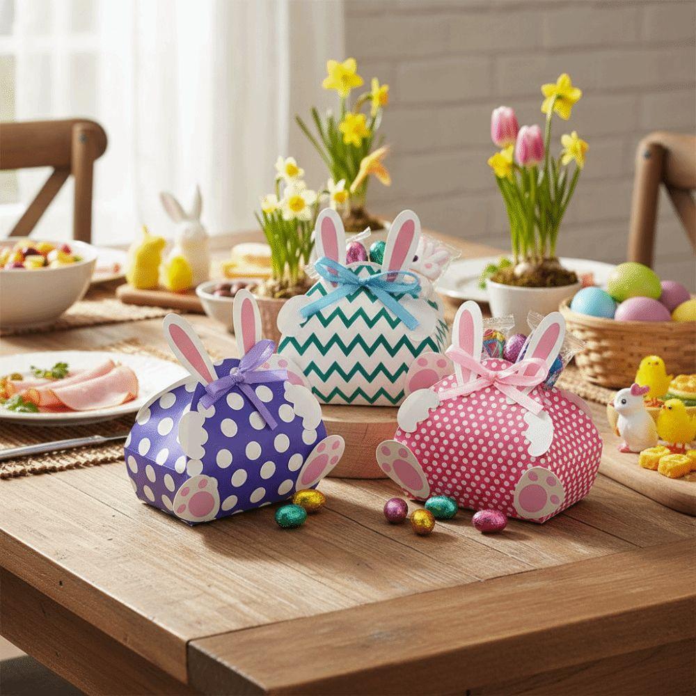Rabbit Shape Easter Paper Candy Box Empty Bunny Candy Box Unique Cookie Bags Kids Gifts