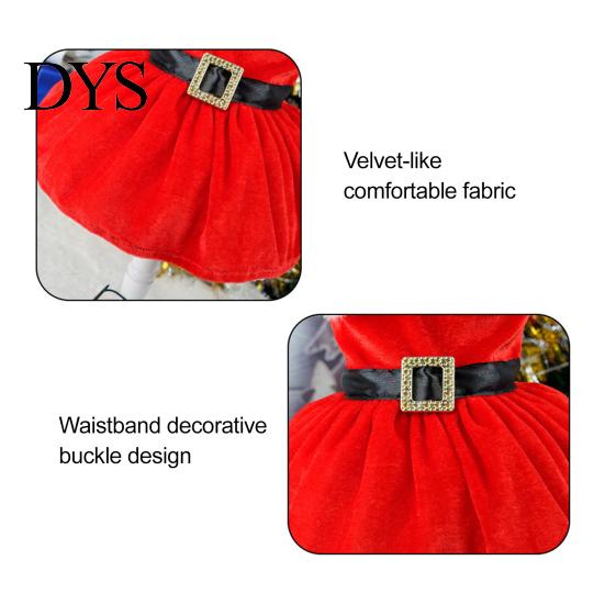 Washable Puppy Outfit for Maltese Christmas Velvet Dog Dress, Red Festive Dress with Fleece Collar, Cute Sleeveless Clothing Small Pets Cozy