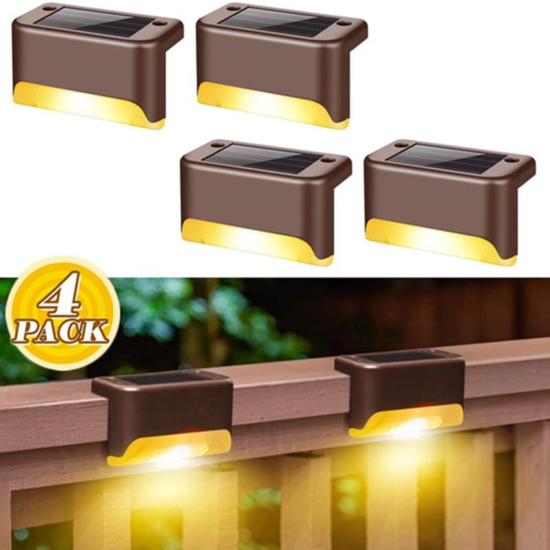 4 Pack LED Solar Deck Lights Waterproof for Garden Pathway Yard Patio