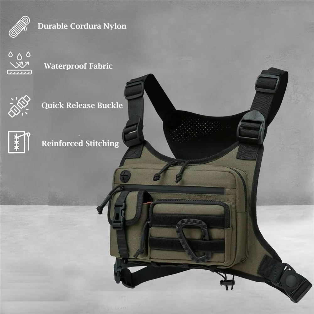 Adjustable Running Vest Pack Waterproof EDC Chest Pack Rig Fishing Vest  Men and Women