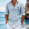 Camicie da uomo a maniche lunghe con stampa di palme, cardigan casual, nuovi bottoni, camicie moda per le vacanze