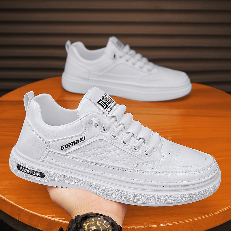 Men Shoes  New White Fashion Sneakers Comfortable Leather Casual Flats for Male Plus Size Youth School Skateboard Sneakers