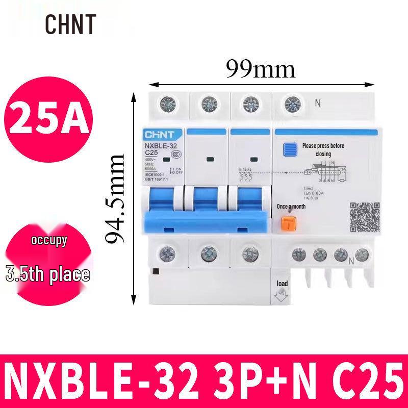 Chint Leakage Protector Circuit Breaker: 2P, 1P3P+N, 4P with Leakage Protection (32A, 20A, 40A, 63A) Air Switch