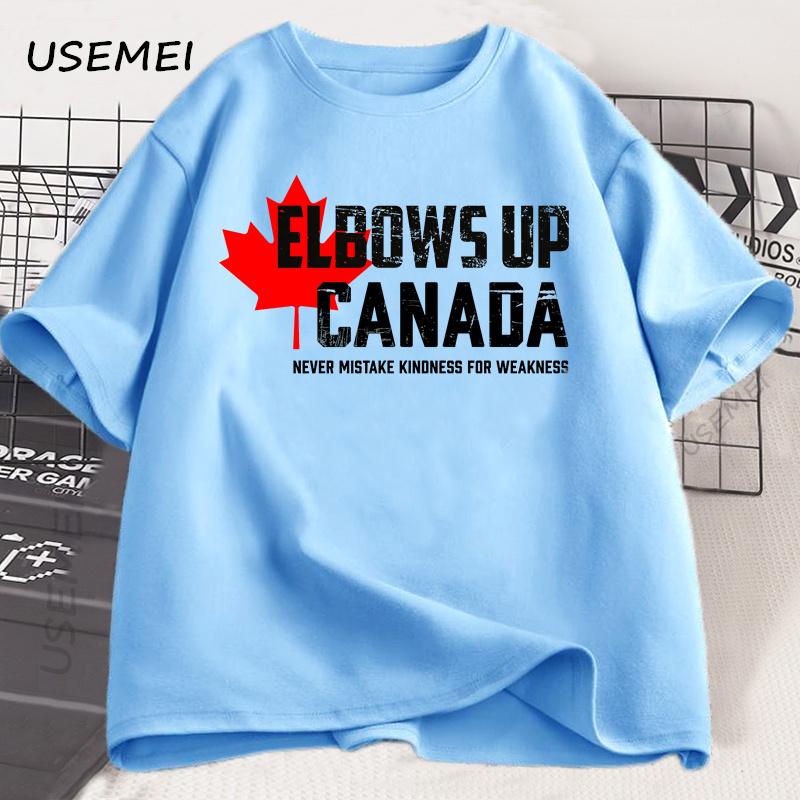 

Футболка Elbows Up Canada Истинный Север Сильный и Свободный Гордая Канадская Футболка Мужская Женская Летняя Хлопковая Футболка с Коротким Рукавом Топы 4XL