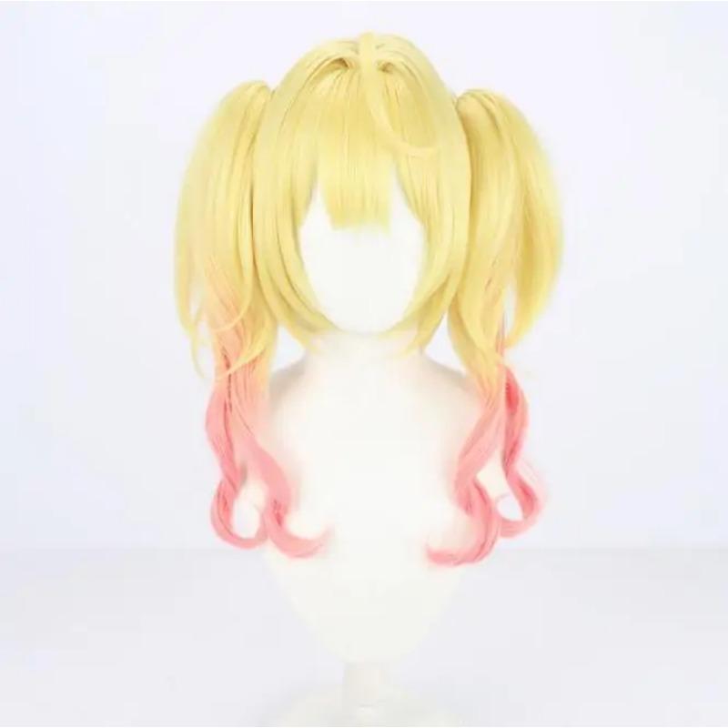

Sara Hoshikawa Cosplay Wig 45cm Long Curly Ponytails Blonde Pink Synthetic Hair Youtuber Girls Role Play Wig Only (45cm) бежевый