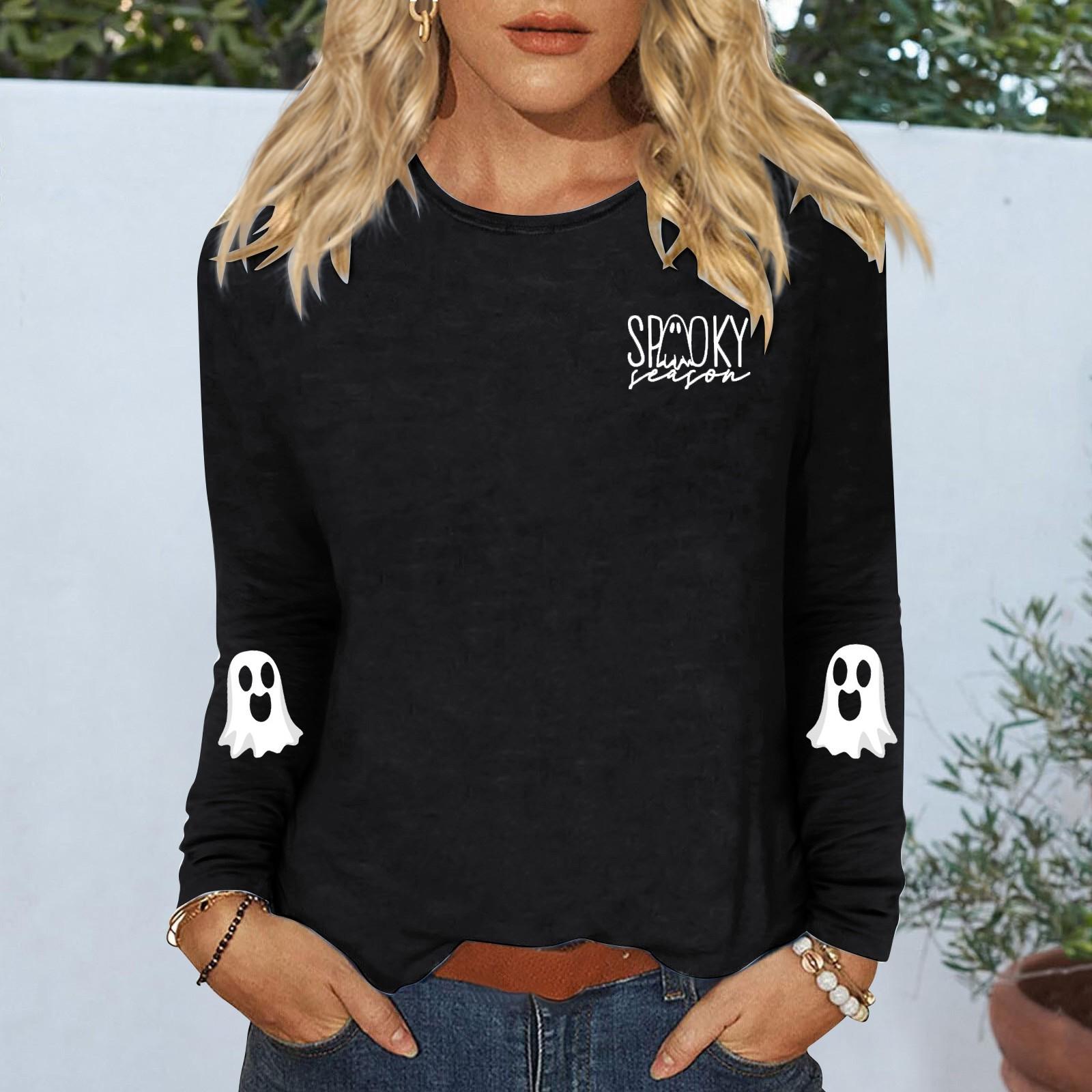 

Женский повседневный топ с длинными рукавами и круглым вырезом с цветочным принтом M чёрный