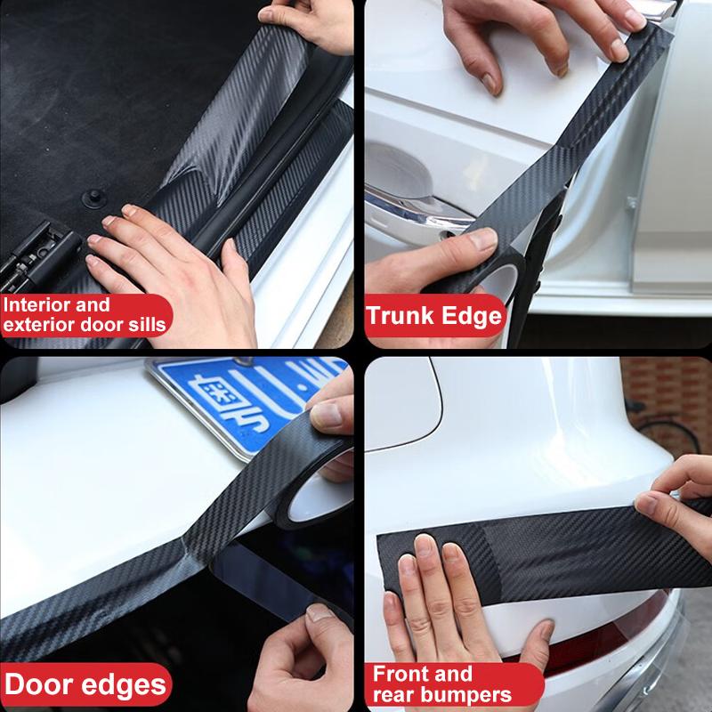 Protector de Umbral de Coche de Fibra de Carbono 3D Impermeable Antiarañazos Pegatina Negra Nano para Carrocería de Coche Película Protectora Automotriz DIY