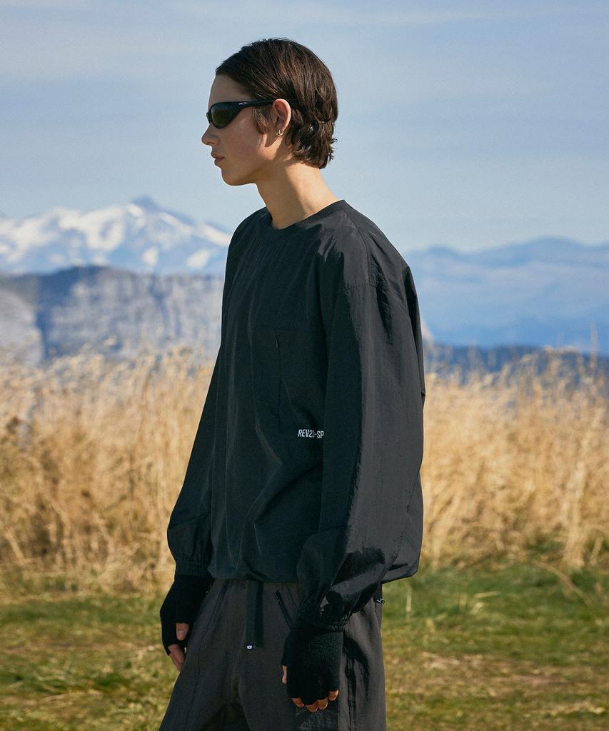 Peullukeu Utility Pocket String Sweatshirt Black Fwb304