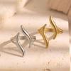 Middle Finger Ring Opening Adjustable Fit Women Ring Stainless Steel Texture Curved Geometric Shape Finger Band Jewelry Gift