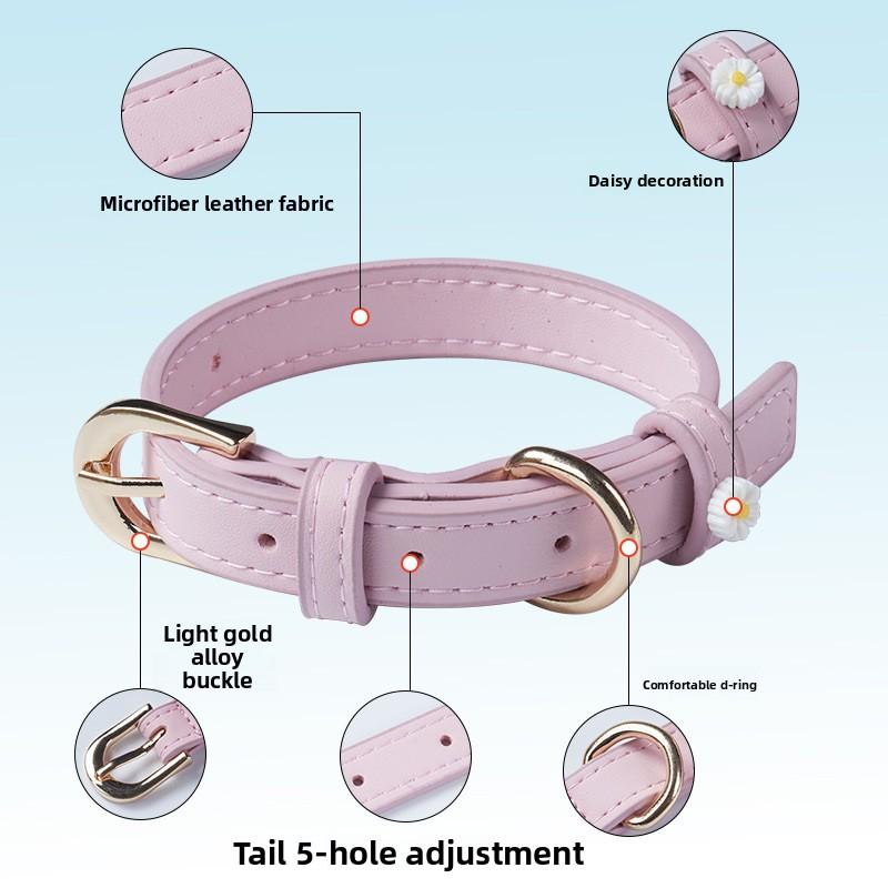 Streng ausgewählte neue Mikrofaserkunstleder kleine Gänseblümchen Katze Schmuckhalsband ultraleicht edel Haustierbedarf Halsband Auswahl