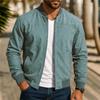 Mens Suede Jacket Stand Collar Zip-up Business Casual Solid Color Slim Fit