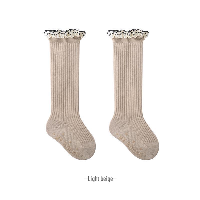 2024 Autumn Girls' Lace Calf Socks - Retro Forest Style Princess Socks
