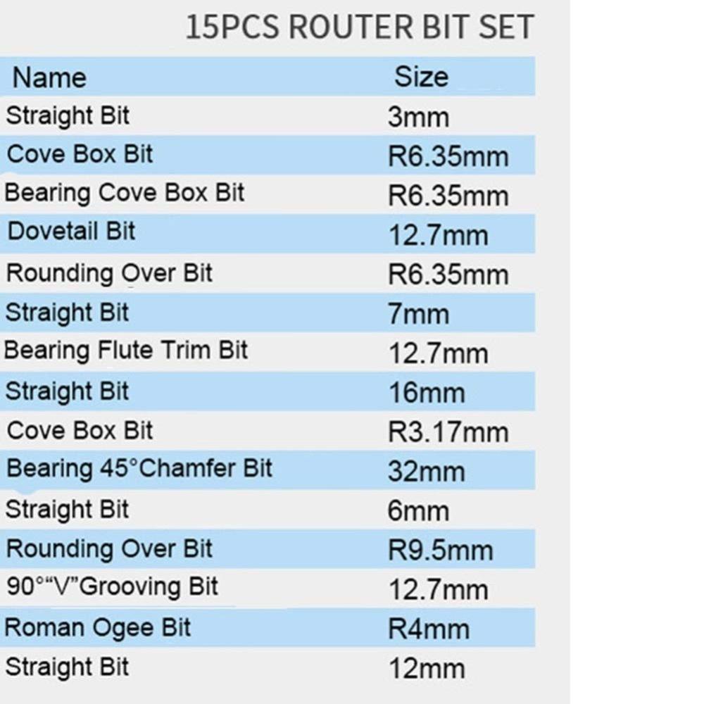 1/4 15pcs Shank Router Bit Set Trimming Bit Straight Milling Cutter Wood Bits Tungsten Carbide Cutting Woodworking