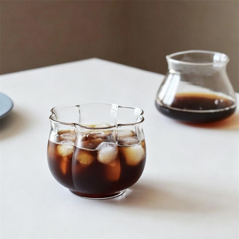 280ml Flower Shaped Borosilicate Glass Coffee Cup Hand-brewed Espresso Shot Glasses Coffee Aroma Cup Tea Cup Drinkware