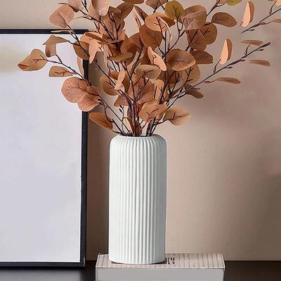 Vaso de plástico listrado tipo cerâmica para flores, arranjo floral decorativo, exibição criativa de pequenos vasos de flores