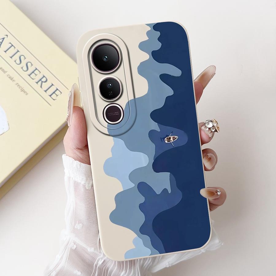 For Vivo V50 Lite Case Liquid Soft Silicone Fashion Newest Painting Back Cover For VivoV50lite V 50 5G Matte Phone Cases