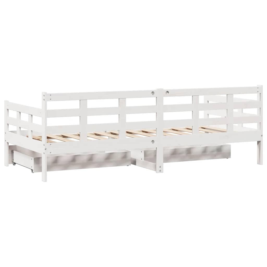 Vidaxl Daybed with Drawers, White, 80X200 Cm, Pine Wood